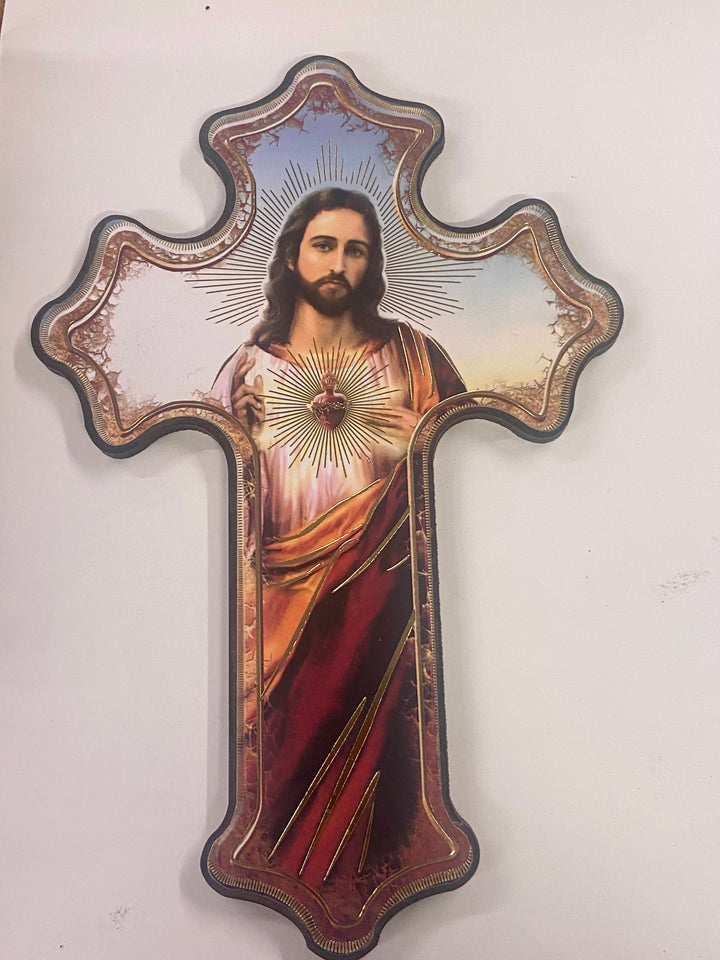 9.5" Jesus Image Wooden Cross