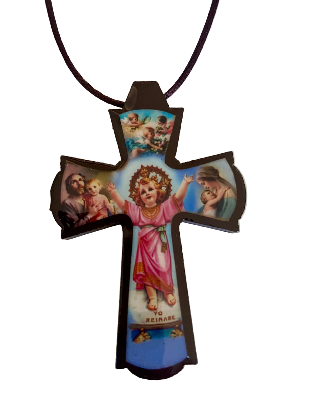 Wooden Imaged Cross Necklace