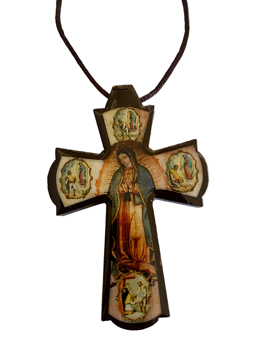Wooden Imaged Cross Necklace