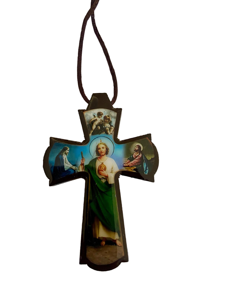 Wooden Imaged Cross Necklace