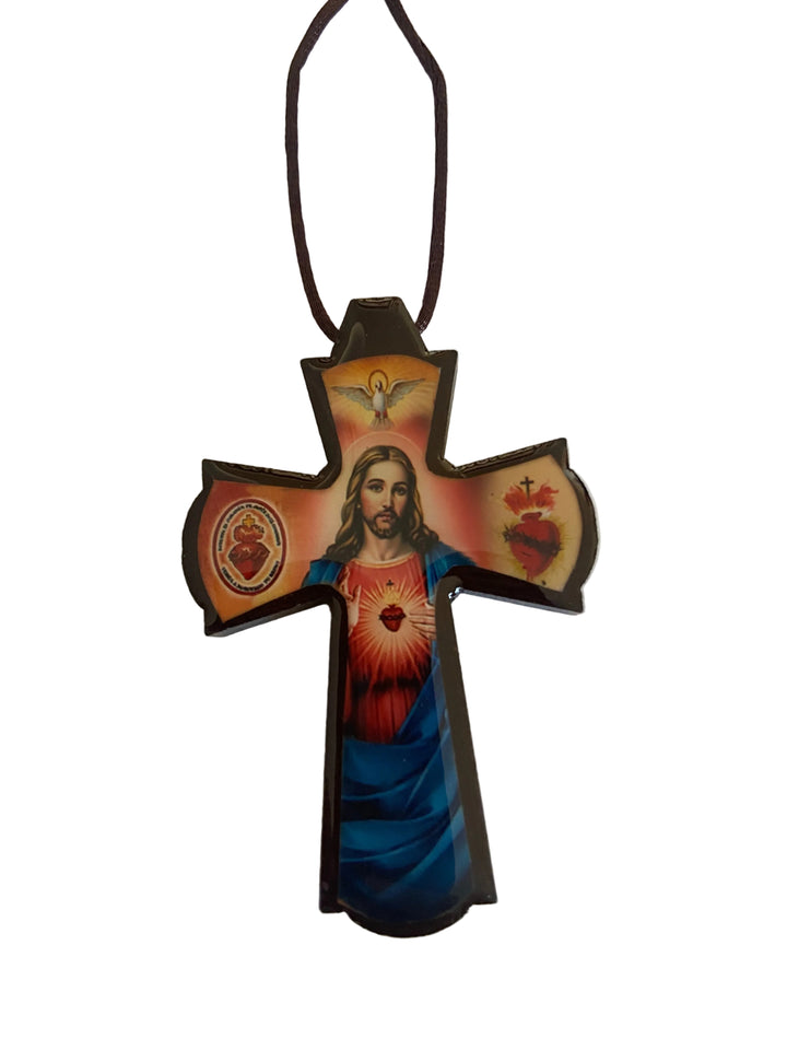 Wooden Imaged Cross Necklace