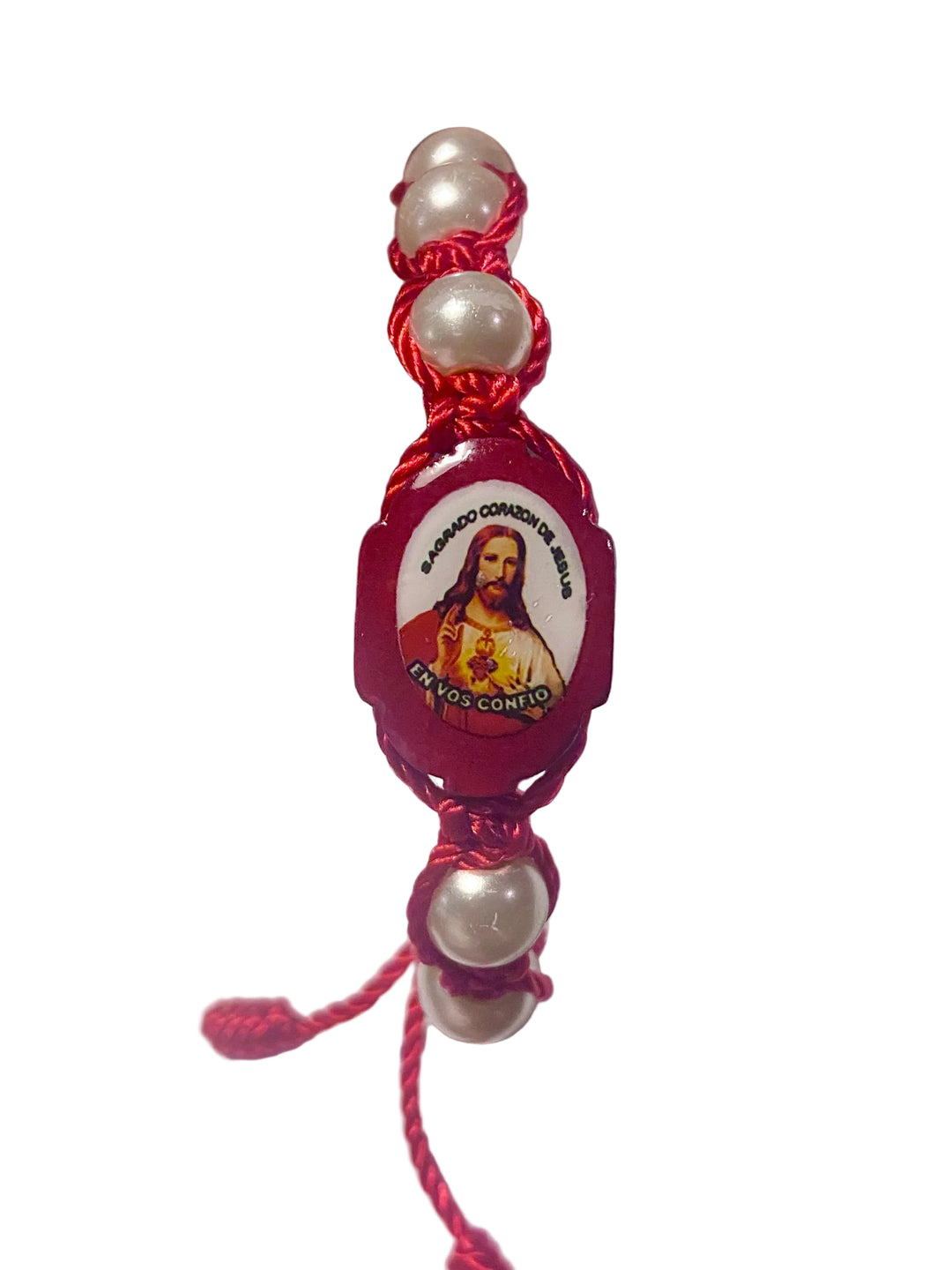 Adjustable Woven Image Bracelet with Pearls