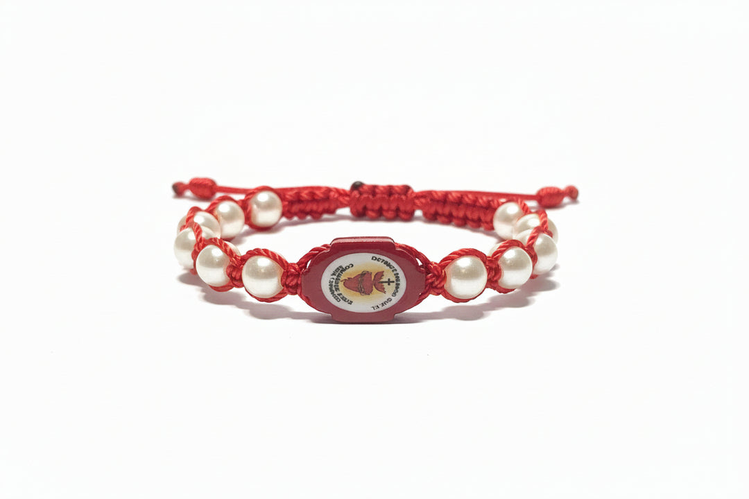 Adjustable Woven Image Bracelet with Pearls