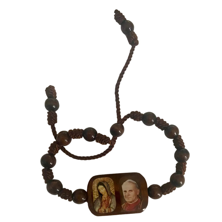 Brown Beaded Adjustable Image Bracelet