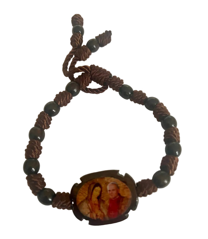 Brown Beaded Adjustable Image Bracelet