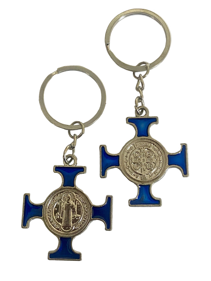 3" Enameled St. Benedict Medal Keychain
