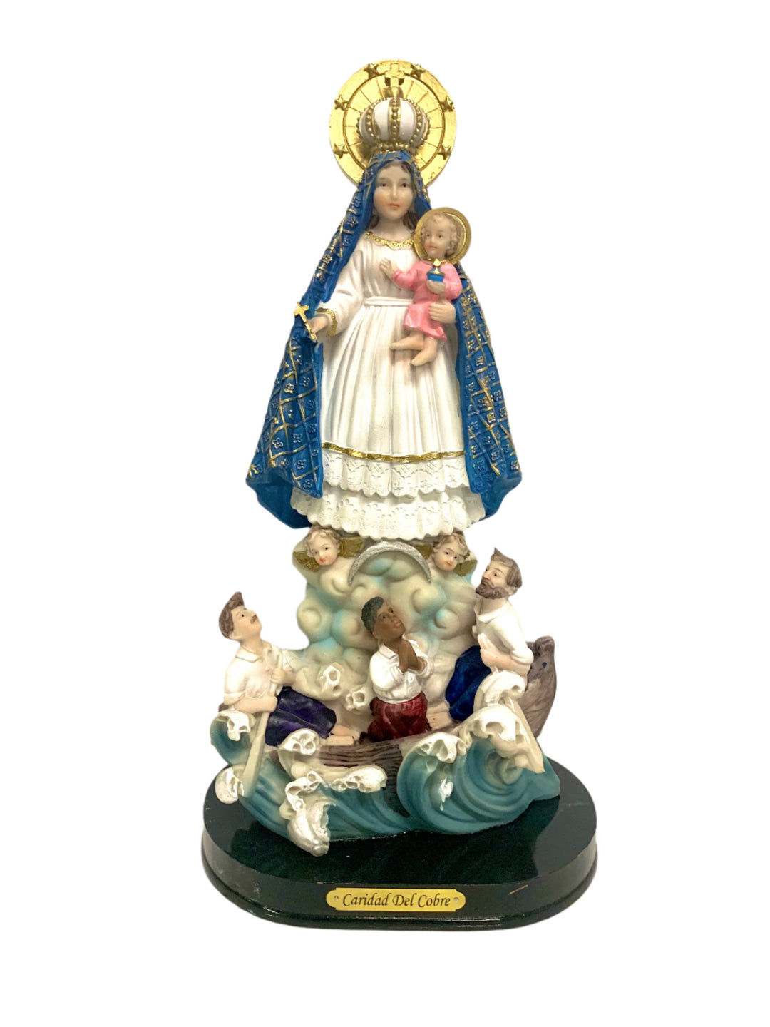12" Wooden Base Caridad Del Cobre Statue