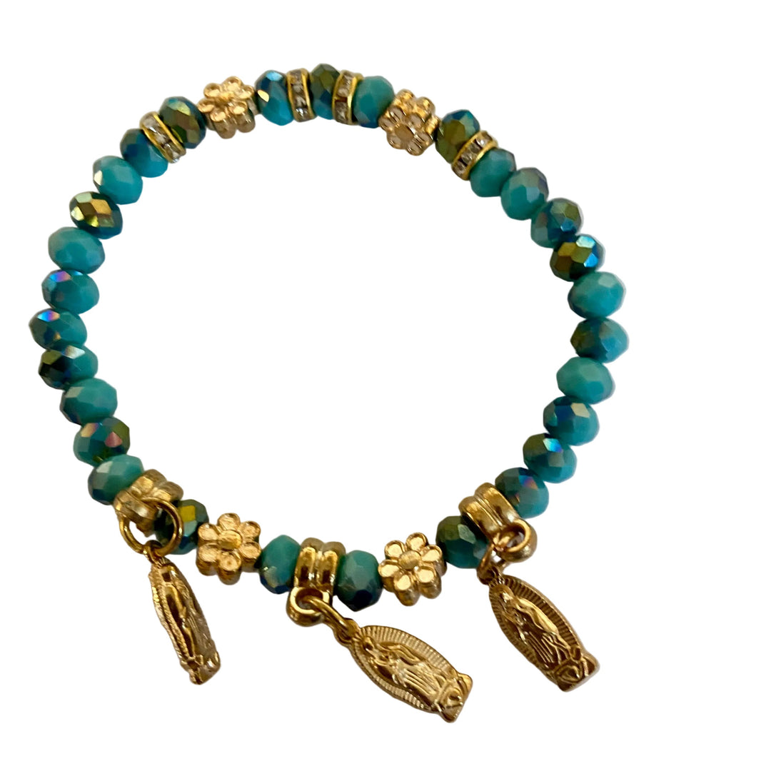 Turquoise Our Lady of Guadalupe Stretch Bracelet