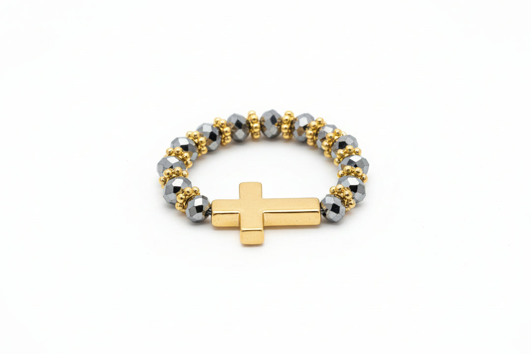 Stretch Crystal Cross Rings