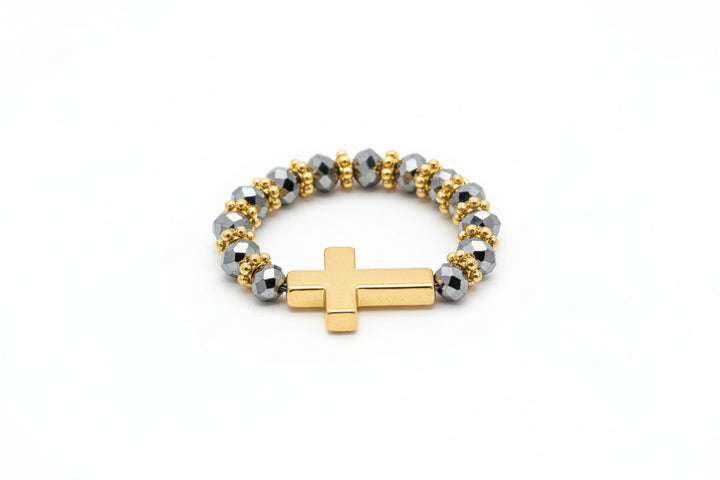 Stretch Crystal Cross Rings