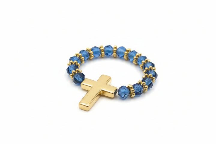Stretch Crystal Cross Rings