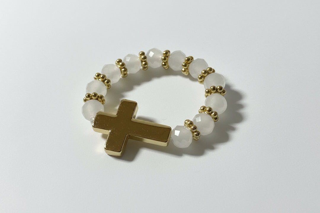 Stretch Crystal Cross Rings