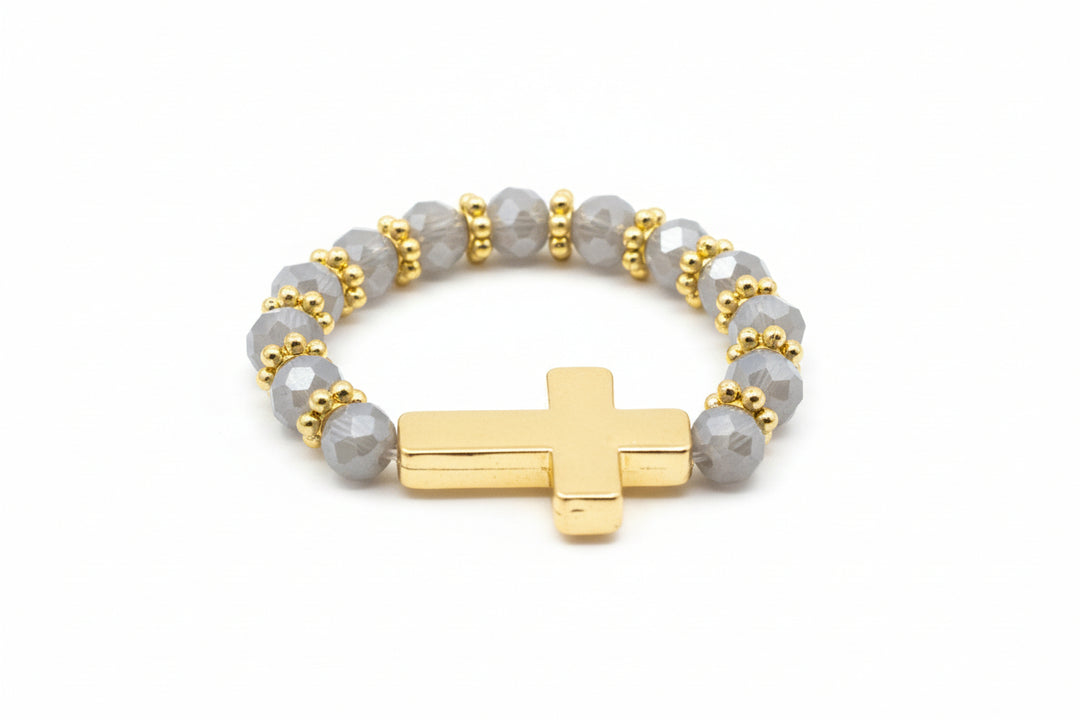 Stretch Crystal Cross Rings