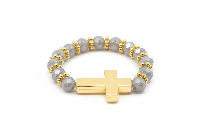 Stretch Crystal Cross Rings