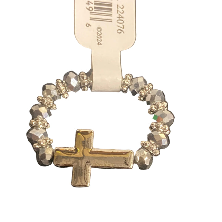 Stretch Crystal Cross Rings