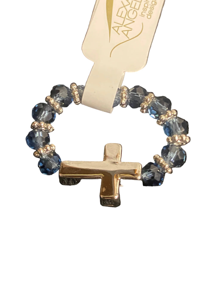 Stretch Crystal Cross Rings