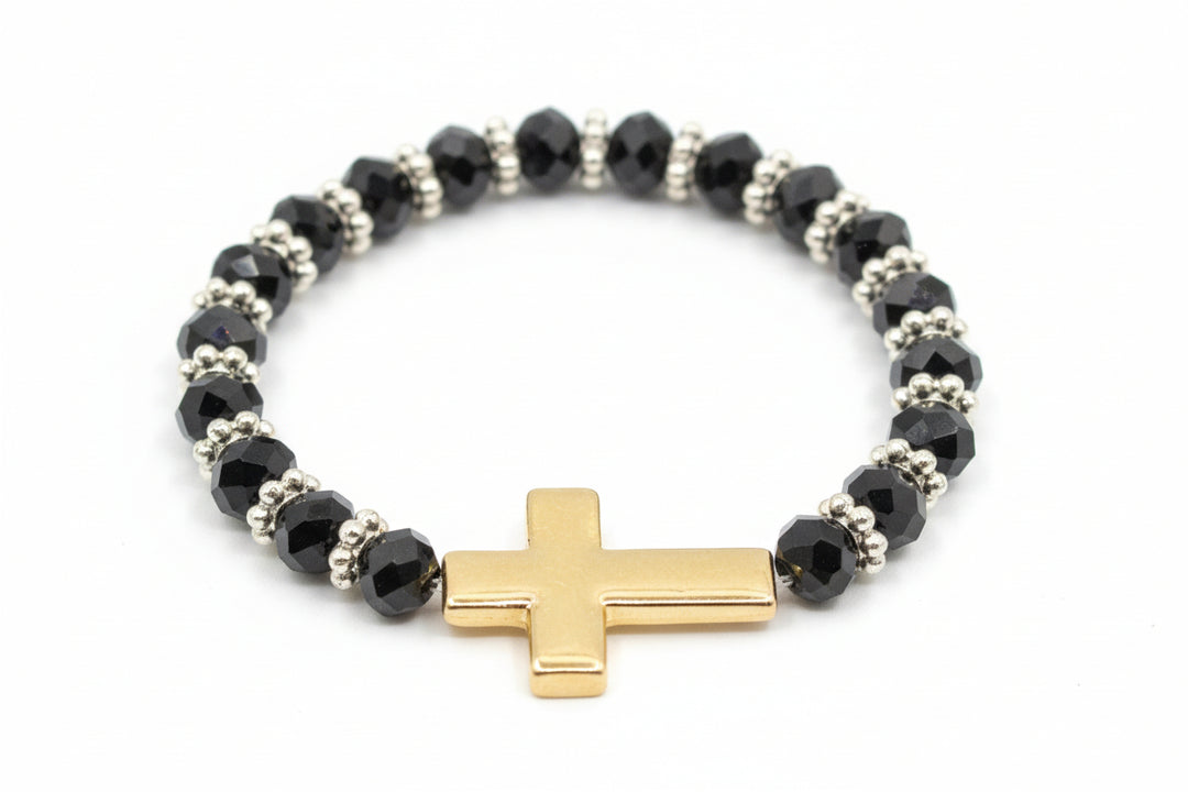 Stretch Crystal Cross Rings
