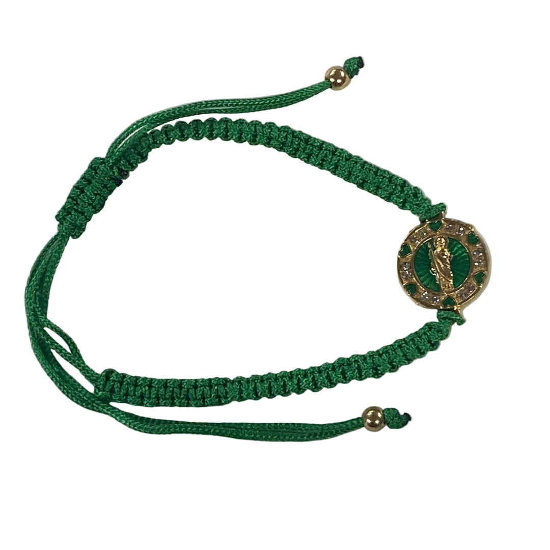 Adjustable Corded St. Jude Green Bracelet