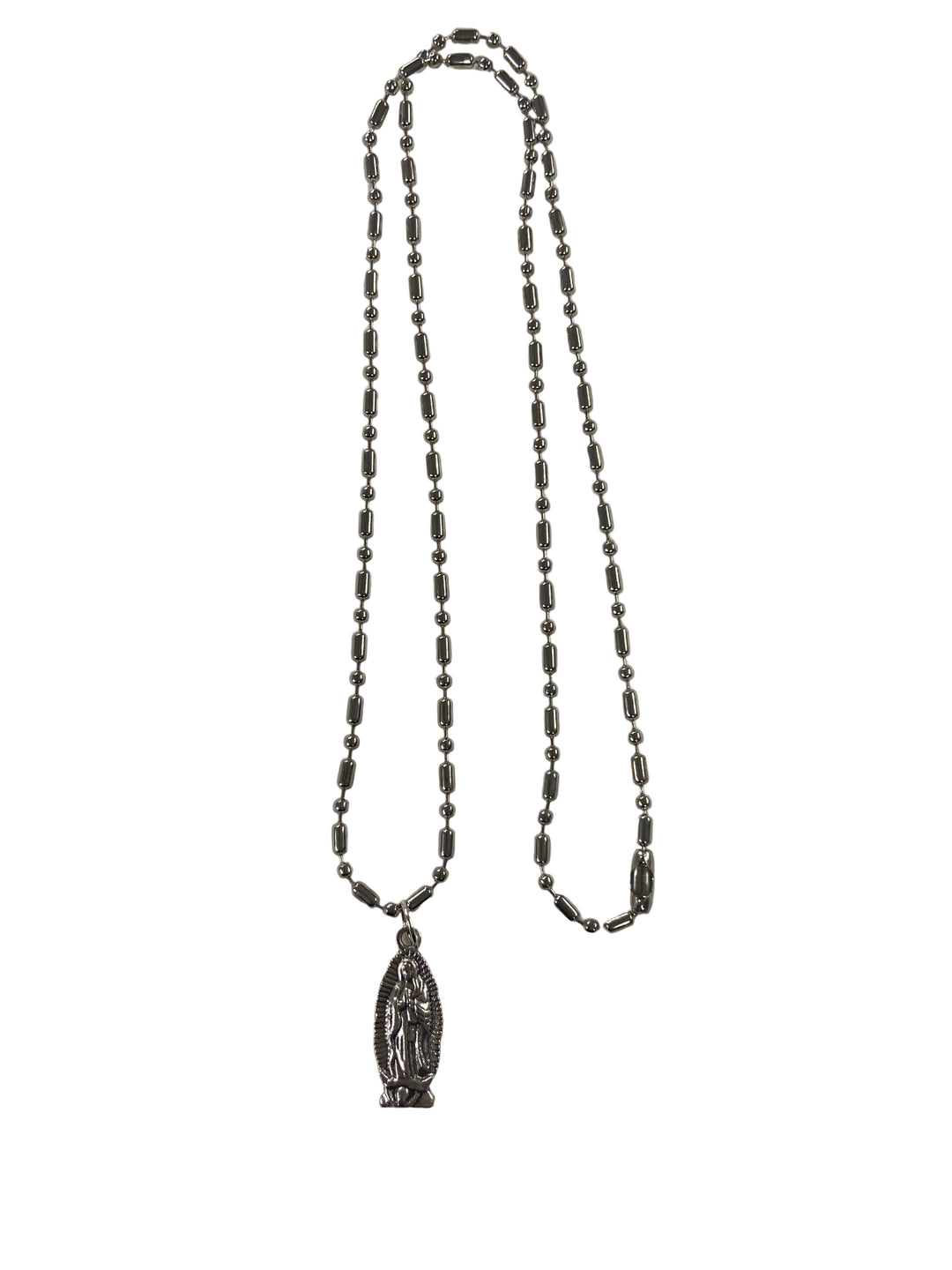 12" Silver Our Lady of Guadalupe Chain Necklace