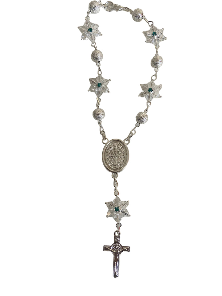 7" St. Benedict Crystal Auto Rosary