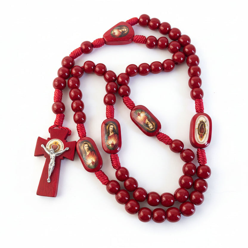 10MM Sacred Heart Wooden Rosary