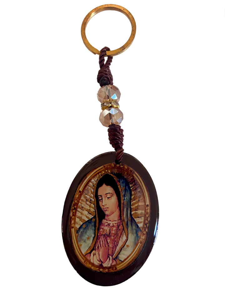 4" Wood and Crystal Key Chains