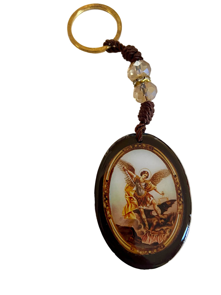 4" Wood and Crystal Key Chains