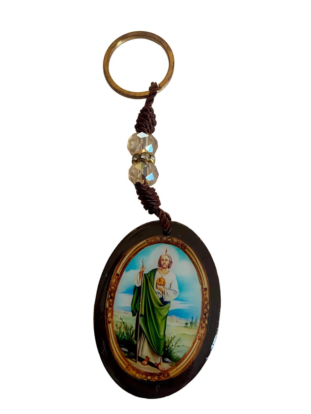 4" Wood and Crystal Key Chains