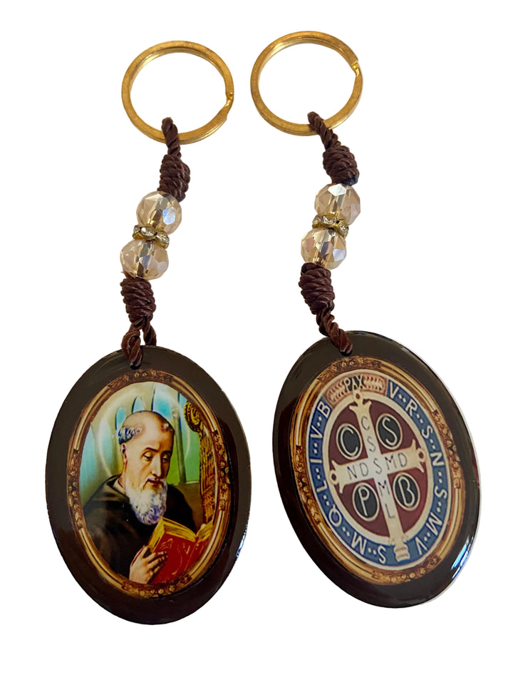 4" Wood and Crystal Key Chains