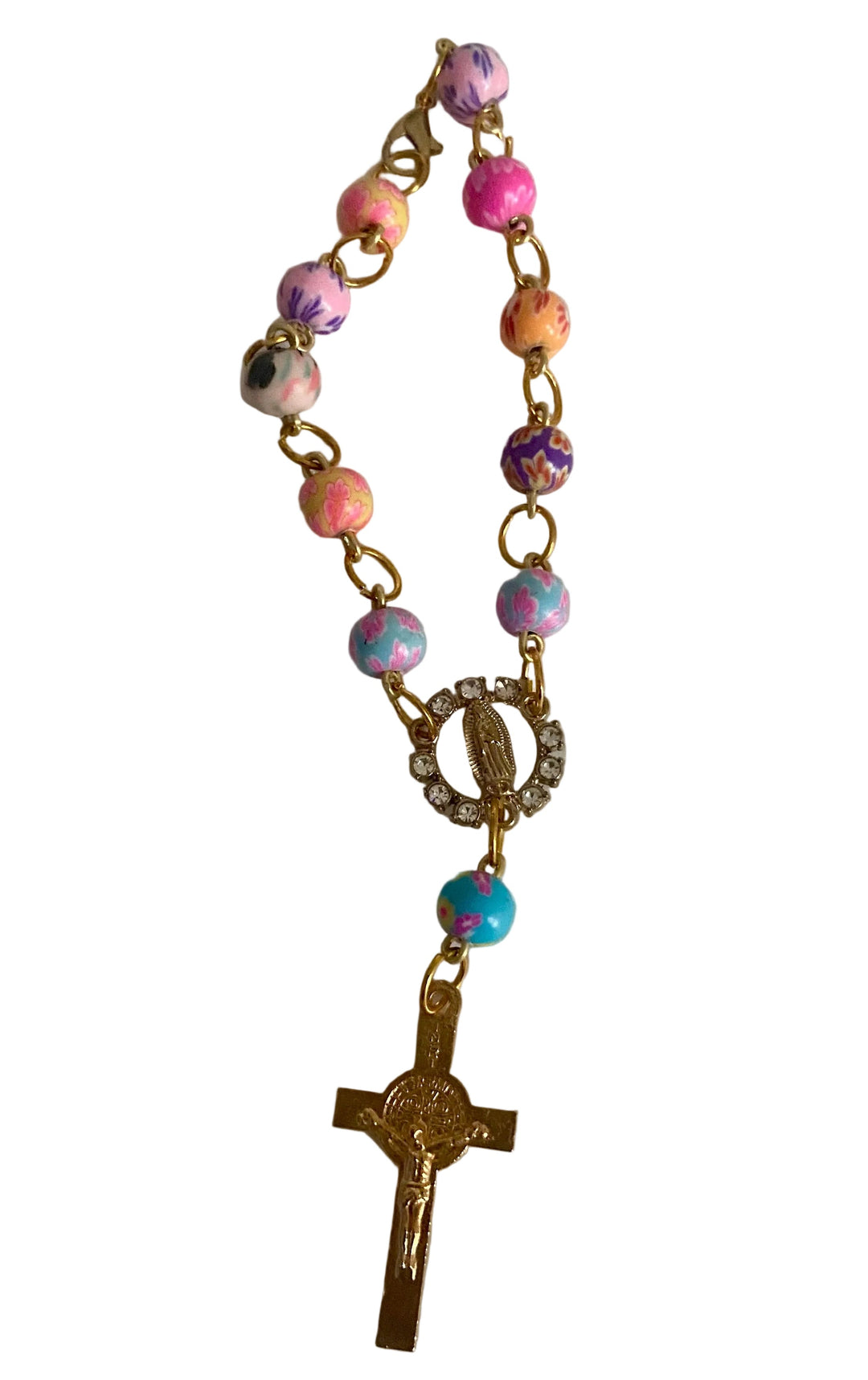 8MM Spring Style Our Lady of Guadalupe Auto Rosary