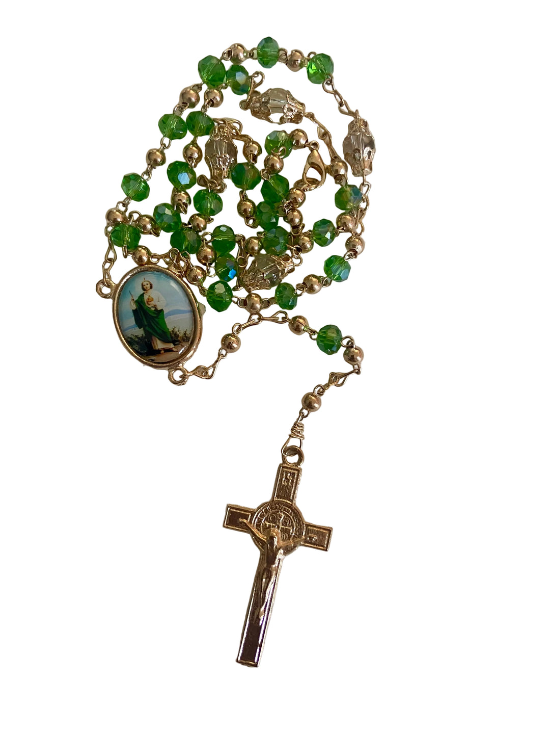 6mm Crystal and Gold Rosary Necklace