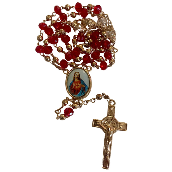 6mm Crystal and Gold Rosary Necklace