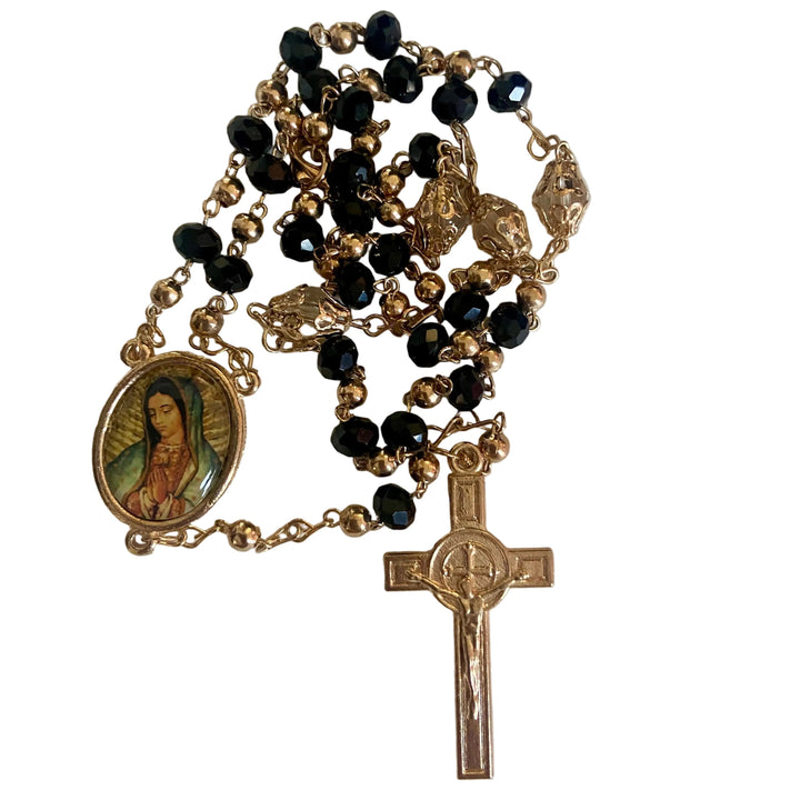 6mm Crystal and Gold Rosary Necklace