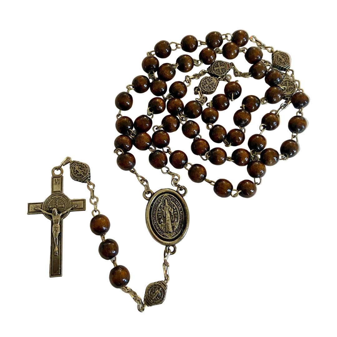 8mm St. Benedict Wood Rosary