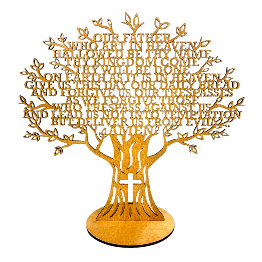10" Laser Cut Wooden Lord's Prayer Tree