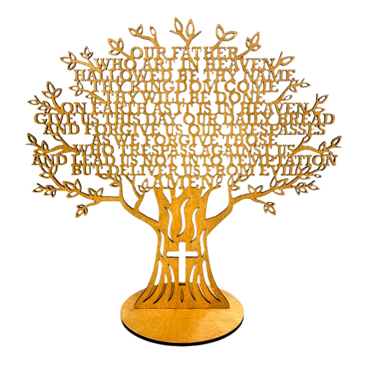 10" Laser Cut Wooden Lord's Prayer Tree