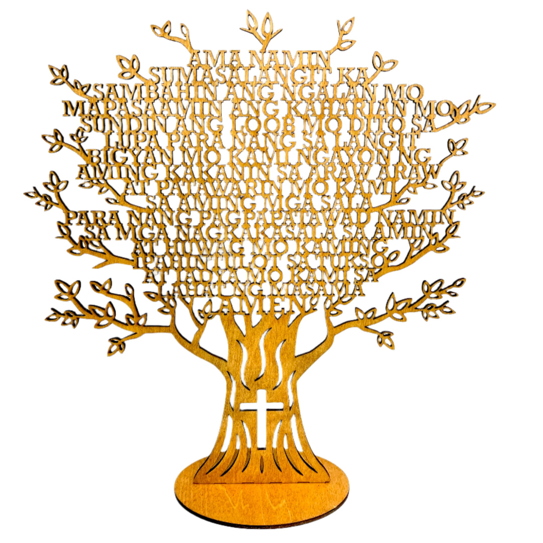 10" Laser Cut Wooden Lord's Prayer Tree