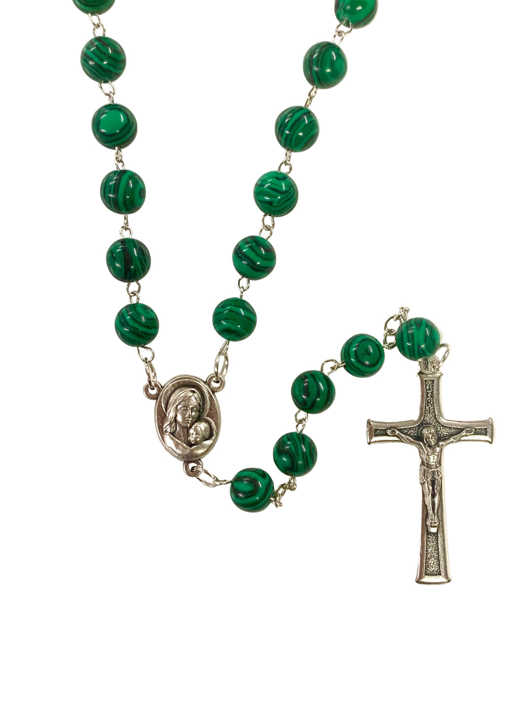 8mm Green Malakite Jerusalem Soil Rosary