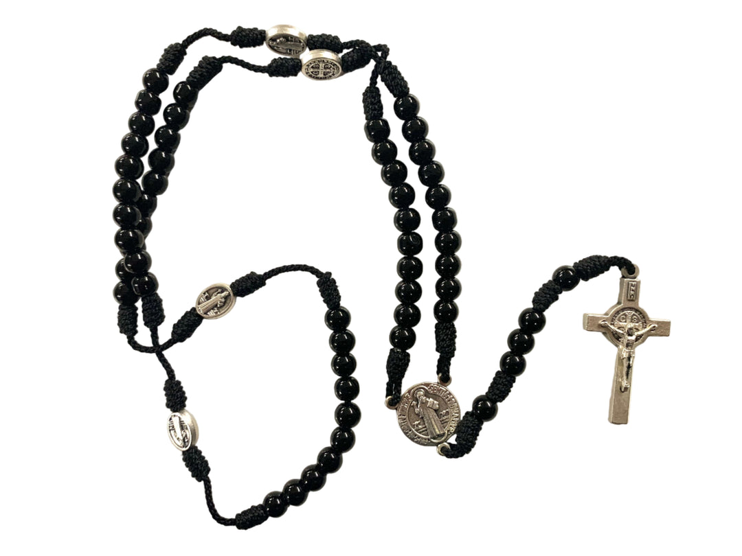 8mm Black Corded St. Benedict Rosary