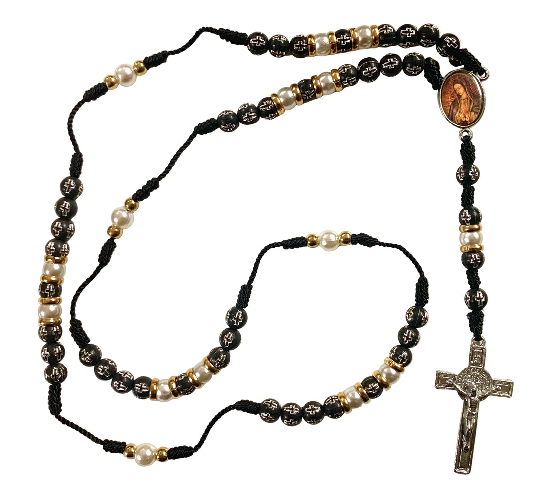 6mm Wood & Pearl Our Lady of Guadalupe Corded Rosary