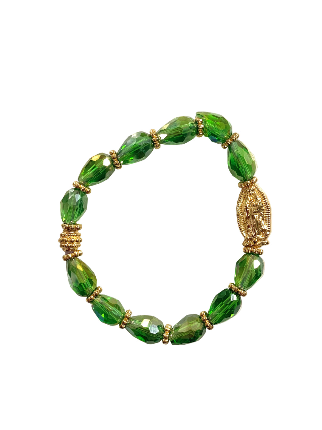 Green Crystal Our Lady of Guadalupe Bracelet