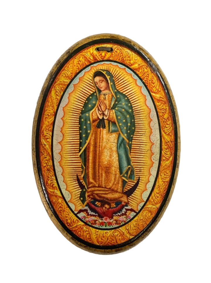 4.5" Mini Oval Wooden Retablo