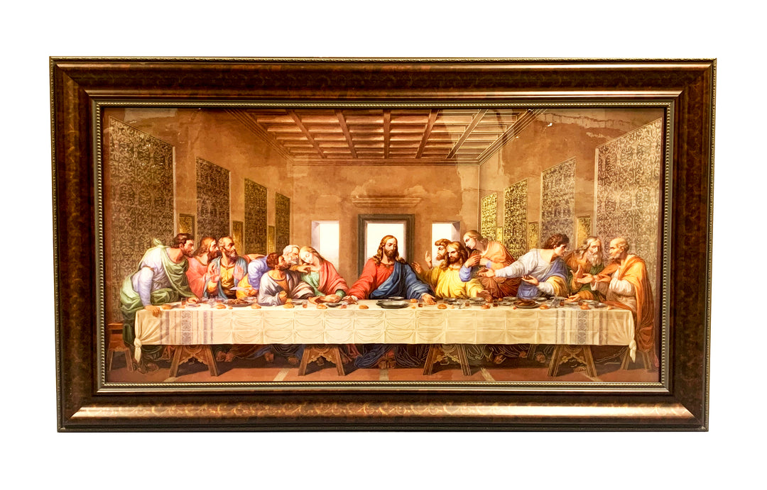 20"x40" Da Vinci Last Supper Dark Wood Frame