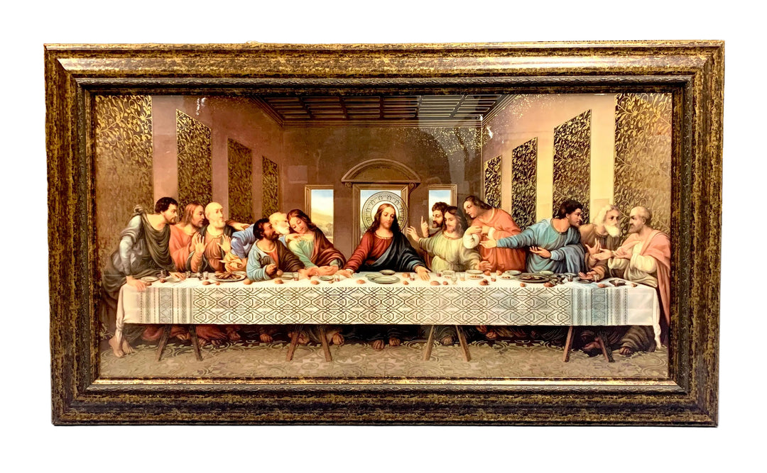 20"x40" Da Vinci Last Supper Marble Wood Frame