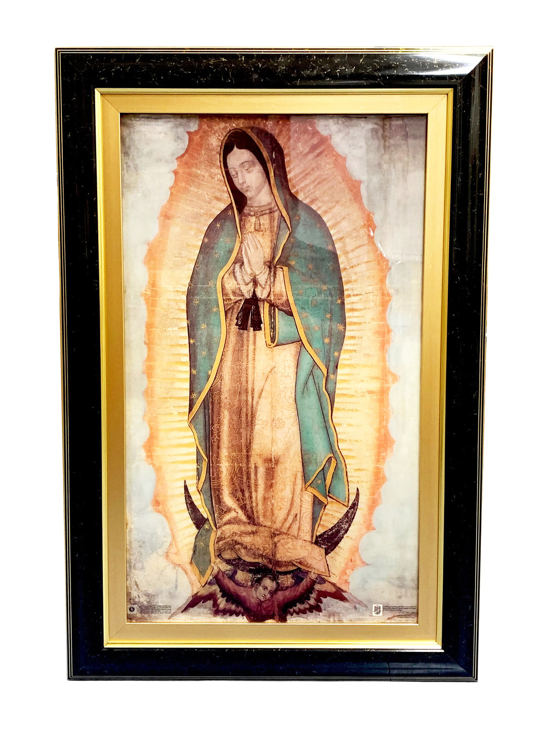 15" x 26" Our Lady of Guadalupe Tilma Dark Wood Frame