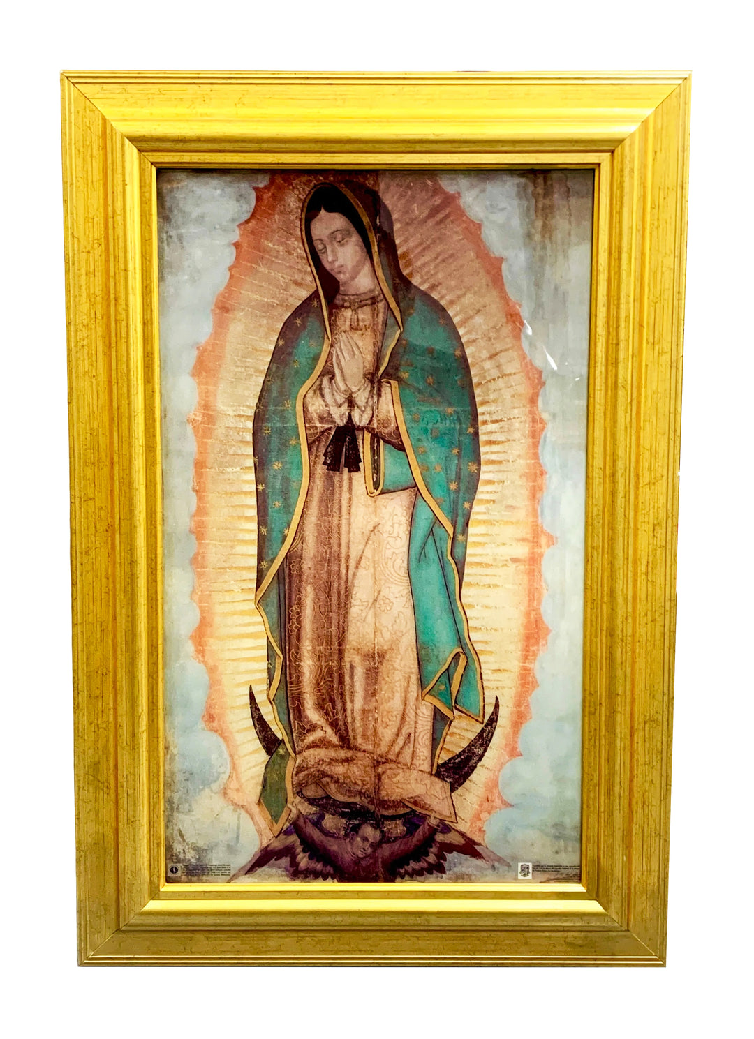 15" x 26" Our Lady of Guadalupe Tilma Gold Wood Frame