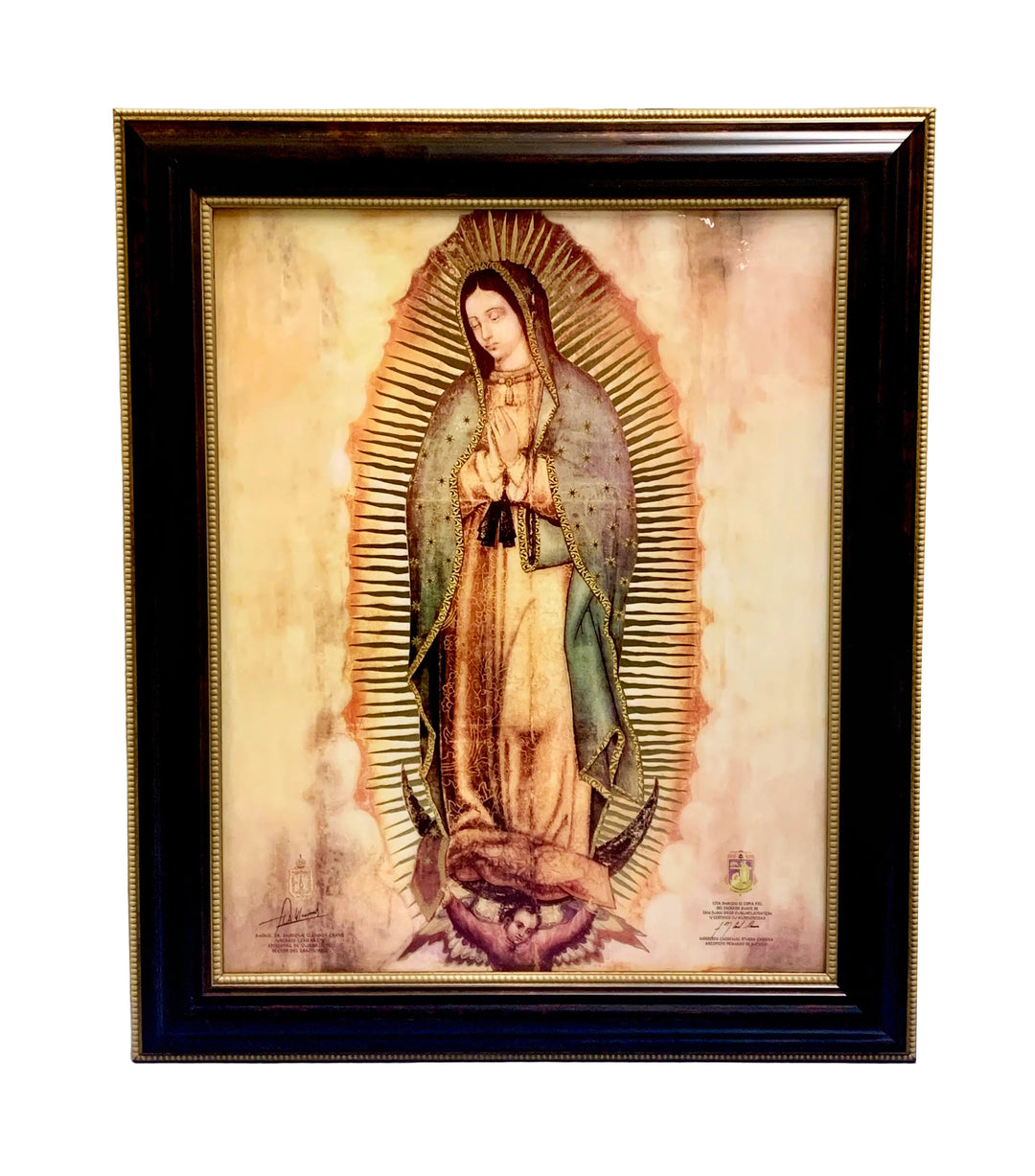 15.5" x 19.5" Our Lady of Guadalupe Tilma Dark Wood Frame