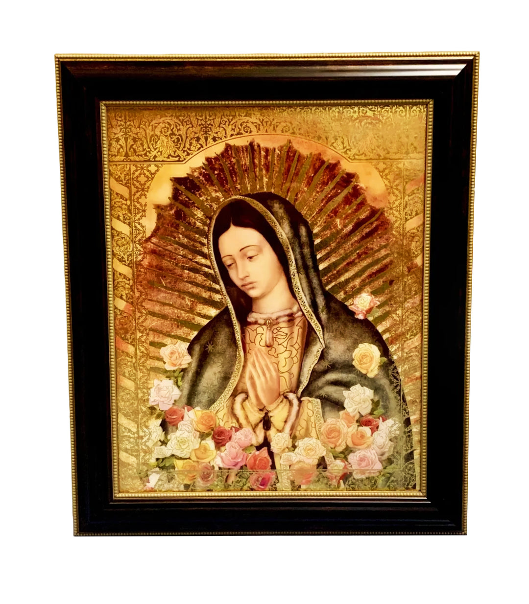 15.5" x 19.5" Our Lady of Guadalupe Portrait Dark Wood Frame