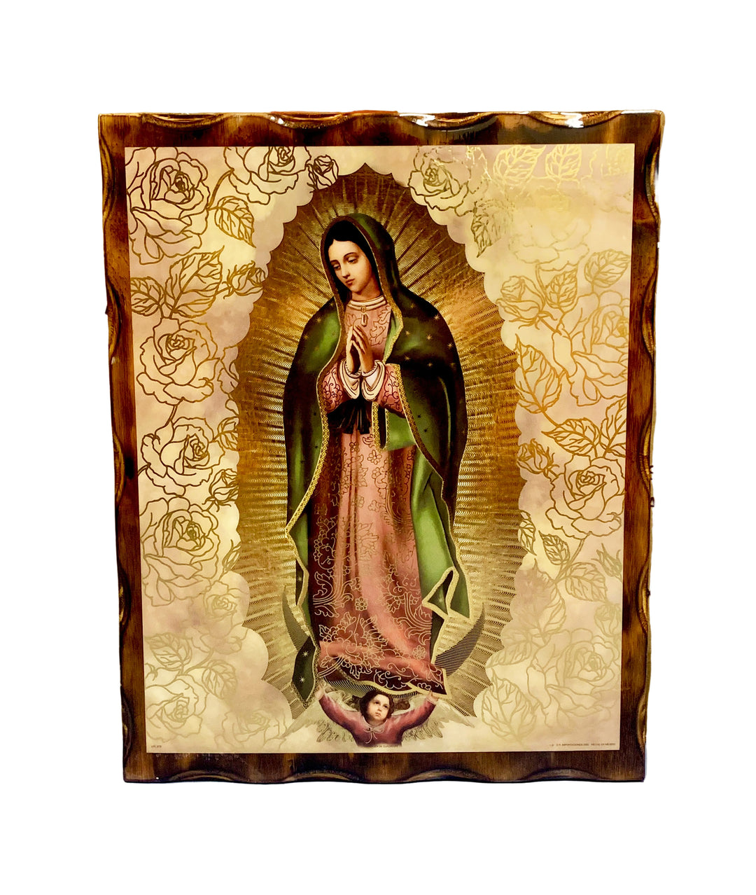 17.5" x 22" Our Lady of Guadalupe Roses Wood Plaque
