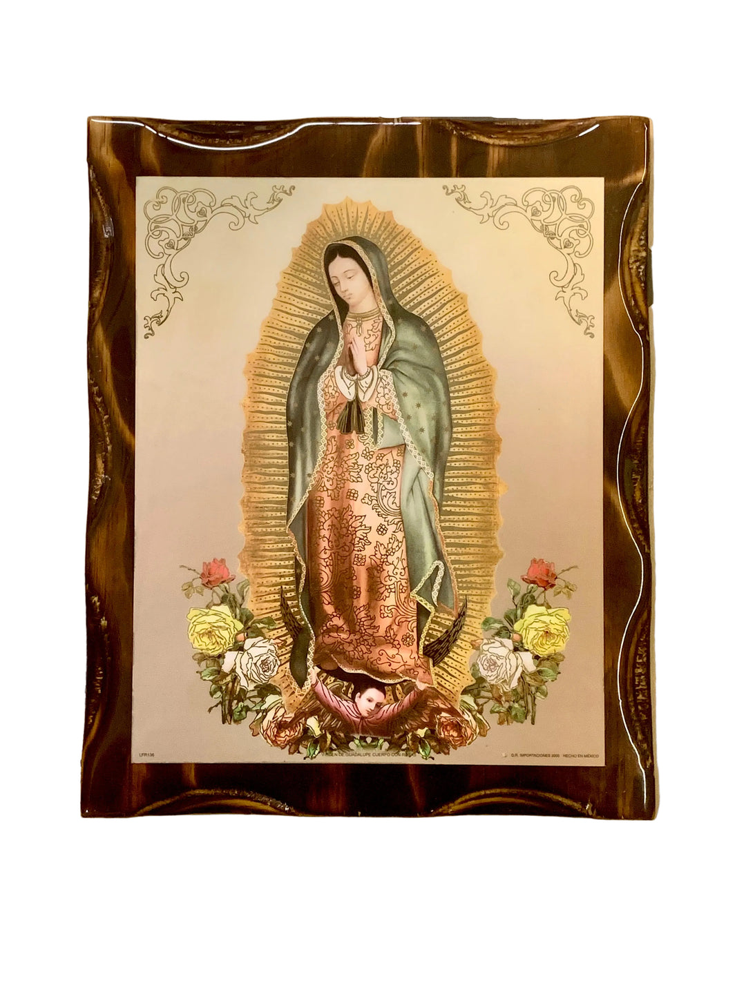 9.5 x 12" Our Lady of Guadalupe with Roses Wood Wall Plaque